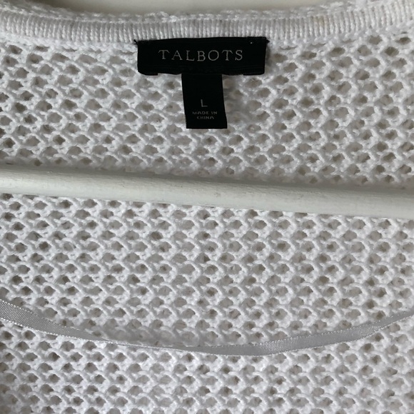 TALBOTS White 100% Cotton Long Cardigan Women’s Size Large Open Front Lo… - Picture 9 of 16